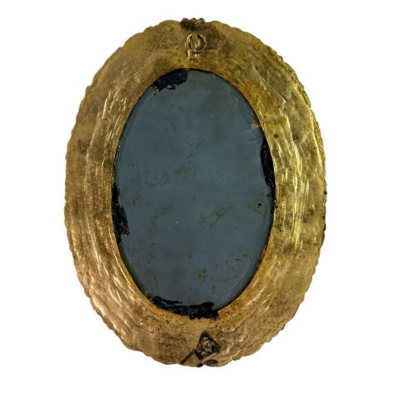 Vintage Goldtone Gold Mirror Greek Soldier Guilded Metal Frame Wall Hanging - Picture 5 of 7